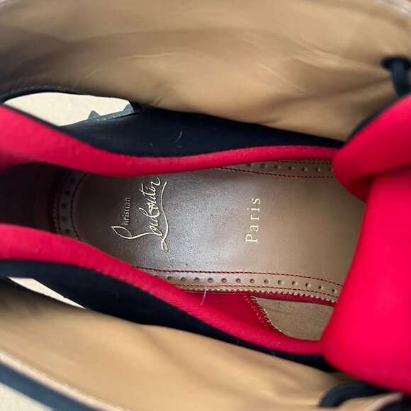 Christian Louboutin Mens Our Georges 2 Flat Black Suede Combat Lace Up Boot 44.5 - Picture 5 of 15